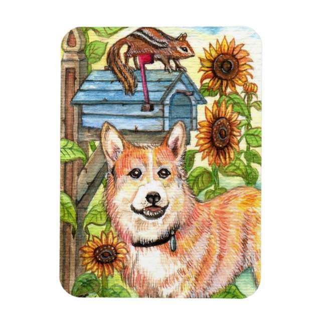 Puppy and Chipmunk by Mailbox Magnet (Vertical)
