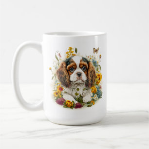 Puppy and Flowers Cavalier King Charles Spaniel #4 Coffee Mug