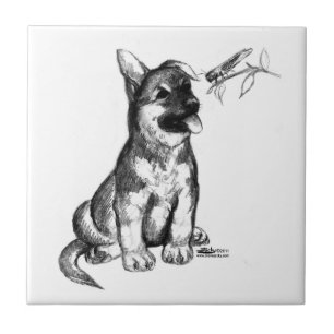 Puppy and Grasshopper Tile