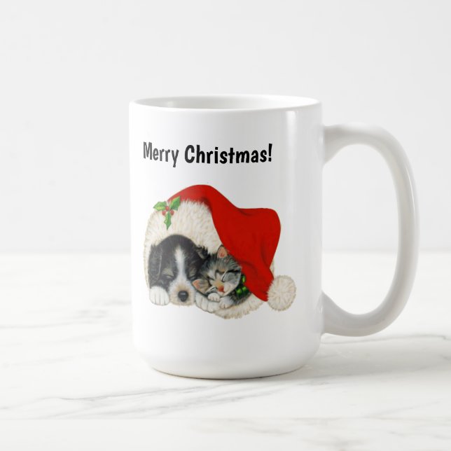 Puppy and Kitten Christmas Mug (Right)