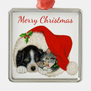 Puppy and Kitten Christmas Ornament