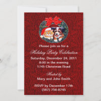 Puppy And Kitten Christmas Party Invitations