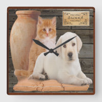 puppy and kitten clock