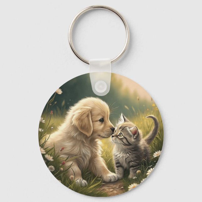 Puppy And Kitten Key Ring (Front)