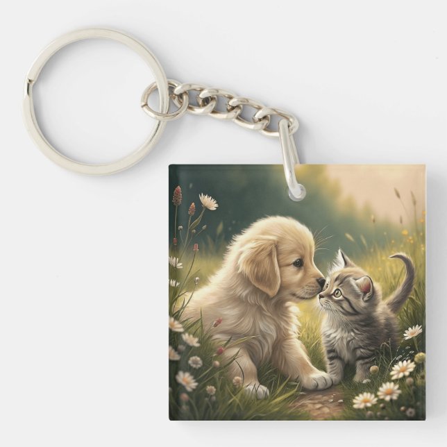Puppy And Kitten Key Ring (Front)