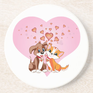 Puppy and Kitten Love Coaster