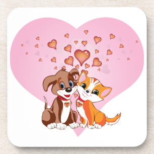 Puppy and Kitten Love Coaster