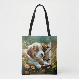 Puppy and Kitten Tote Bag