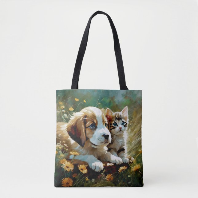 Puppy and Kitten Tote Bag (Front)