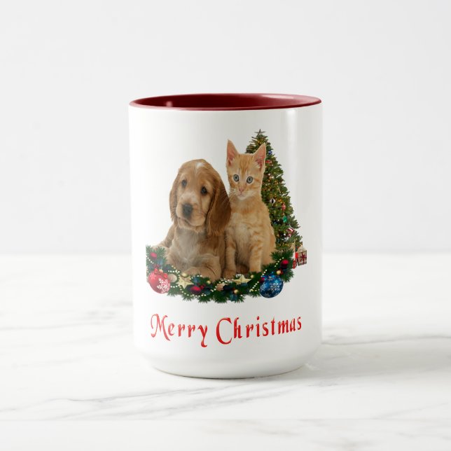 Puppy and Kittens Christmas mug (Center)