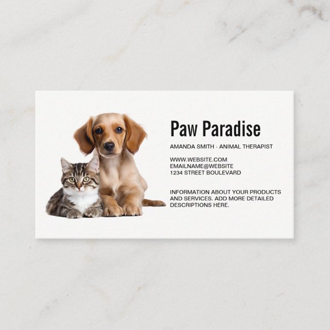 Puppy and Kitty Laying Side by Side Business Card (Front)
