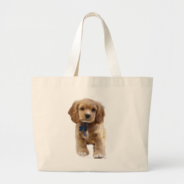 Puppy art large tote bag (Front)