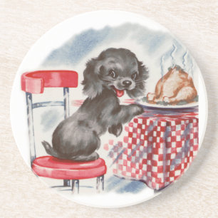 puppy at table coaster