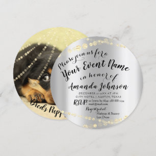 Puppy Baby Dog shower New Pet Photo Rose Gold Invitation