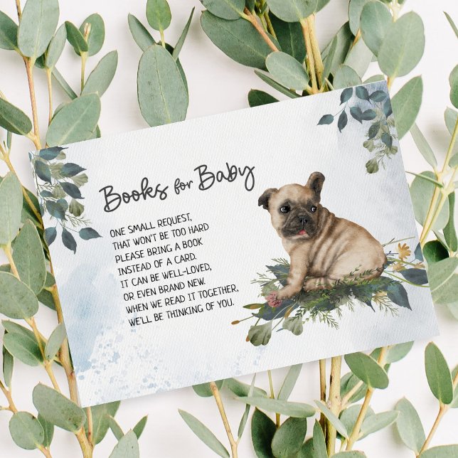 Puppy Baby Shower Book Request Enclosure Card (Books for Baby Cute Pug Puppy Baby Shower enclosure)