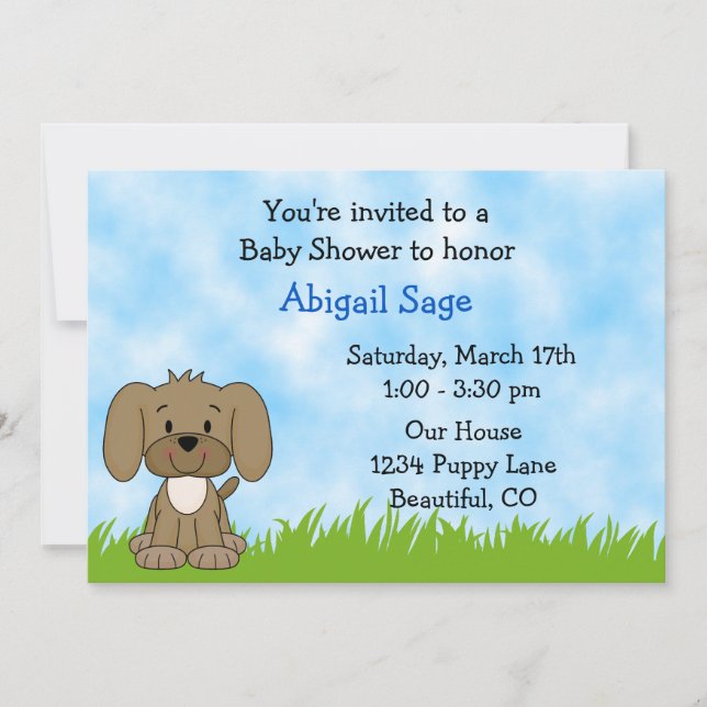 Puppy Baby Shower Invitation for Boys (Front)