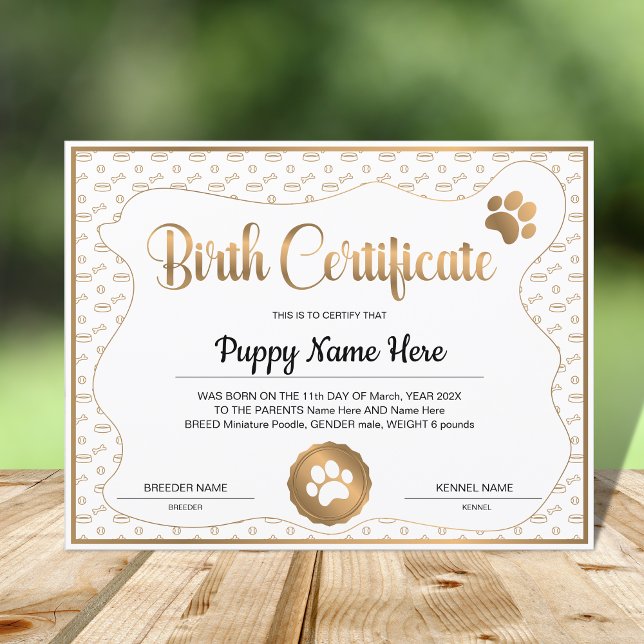 Puppy Birth Certificate Paw Print (Creator Uploaded)