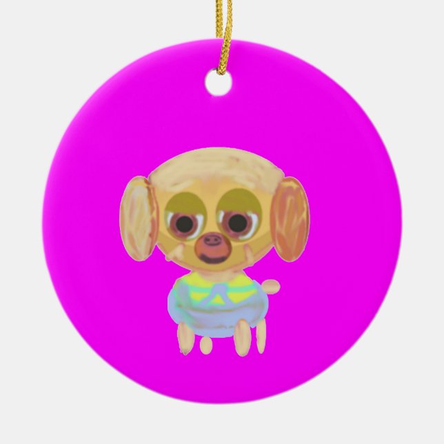 Puppy Birthday Ceramic Tree Decoration (Front)