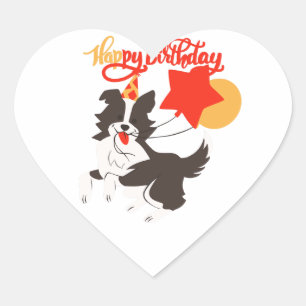 Puppy Birthday Heart Sticker