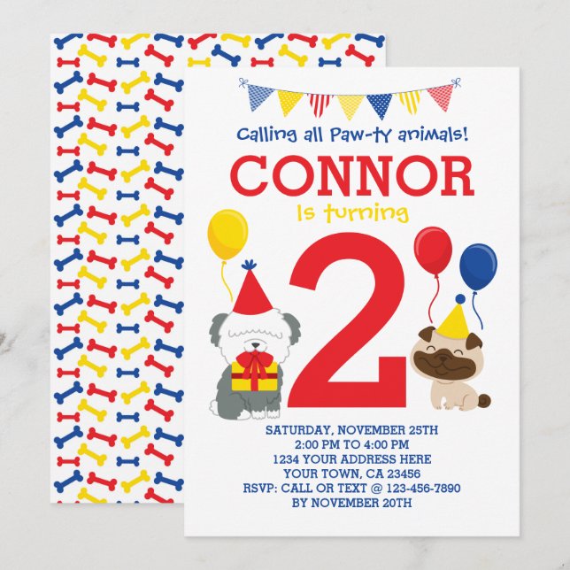 Puppy Birthday Invitation (Front/Back)