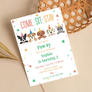 Puppy Birthday Invitation Dog Party Pawty