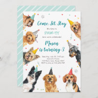 Puppy Birthday Invitation Dog Party Pawty Boy