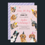 Puppy Birthday Invitation Dog Party Pawty Girl<br><div class="desc">Dog Puppy Birthday themed invitation for your perfect celebration.</div>