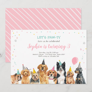 Puppy Birthday Invitation Dog Party Pawty Girl