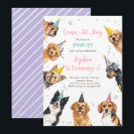Puppy Birthday Invitation Dog Party Pawty Girl<br><div class="desc">Dog Puppy Birthday themed invitation for your perfect celebration.</div>
