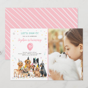 Puppy Birthday Invitation Dog Party Pawty Girl