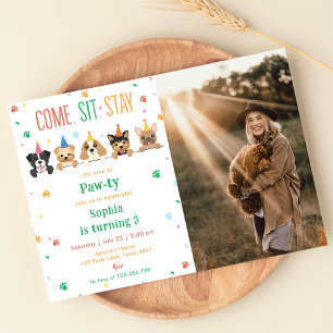 Puppy Birthday Invitation Dog Party Pawty Photo