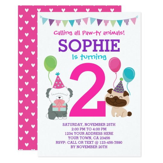 Puppy Birthday Invitation for girls