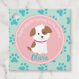 Puppy Birthday Party Favour Tags Thank You Tags