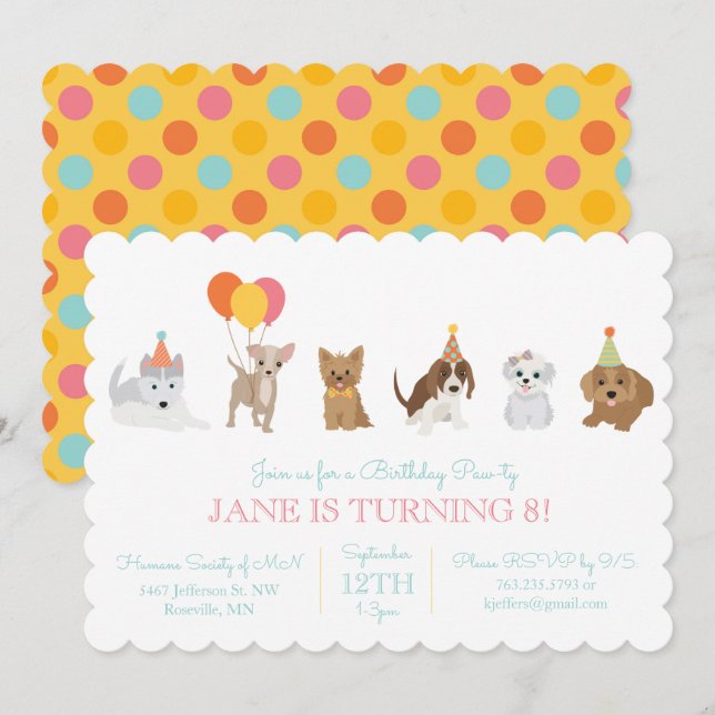 Puppy Birthday Party Invitation (Front/Back)
