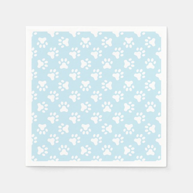 Puppy birthday party napkins blue paw prints (Front)