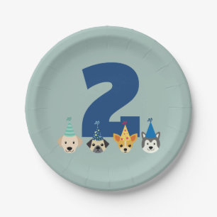 Puppy Birthday Party Plates, Dog Party, Kids, Boys Paper Plate