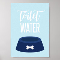 Puppy Birthday Party Sign Toilet Water blue