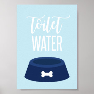 Puppy Birthday Party Sign Toilet Water blue