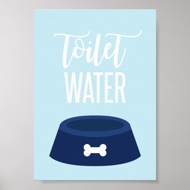 Puppy Birthday Party Sign Toilet Water blue (Front)
