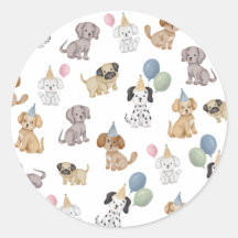 Puppy Birthday Party Stickers