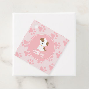 Puppy Birthday Party thank you favour tags pink