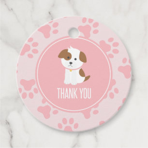 Puppy Birthday Party thank you favour tags pink