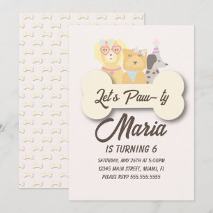 Puppy Birthday Paw-ty Party Dog Themed Invitation