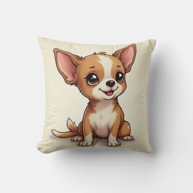 puppy & bone Pillow (Chihuahua) (Front)
