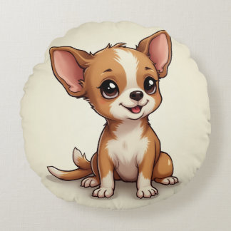 puppy & bone Round Pillow (Baby Chihuahua)