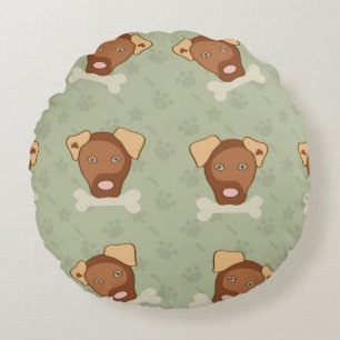Puppy, Bone, Sweet Round Cushion