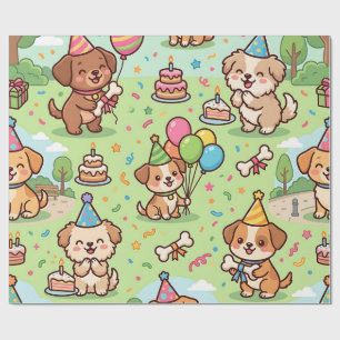 Puppy Bone Wrapping Paper – Cute Birthday Pattern