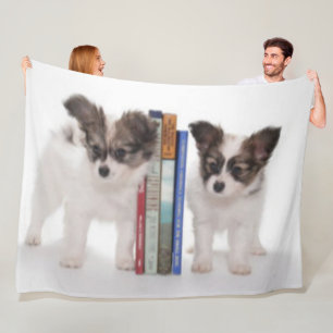 PUPPY BOOKENDS FLEECE BLANKET