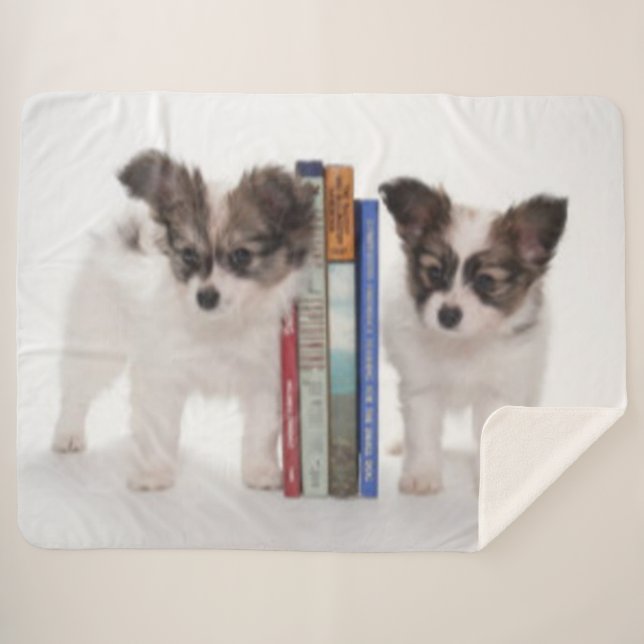 PUPPY BOOKENDS SHERPA BLANKET (Front (Horizontal))