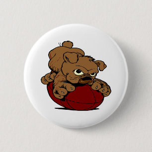 Puppy BullDog Football 6 Cm Round Badge